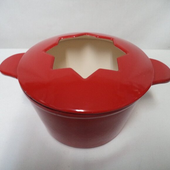 Cuisinart Vintage Enameled Cast Iron Fondue Pot Lid FP-115R Red 1.5 quart - Picture 1 of 14